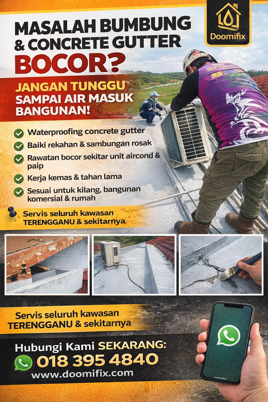Image for Bumbung & concrete gutter bocor?